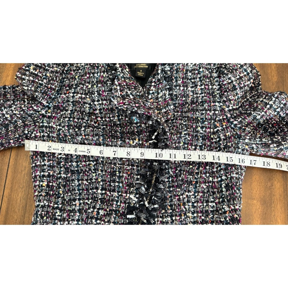 McGinn Nordstrom Metallic Tweed Fringe Asymmetrical Blazer Jacket Womens 4 - Picture 15 of 16